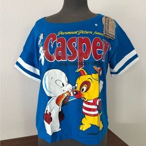 Casper The Friendly Ghost Blue Athletic style Graphic T-Shirt
